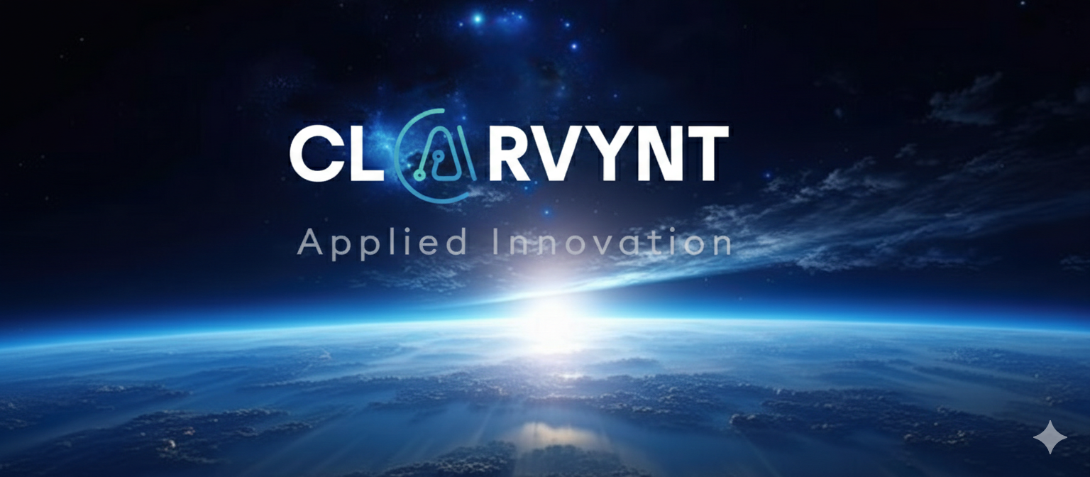 Clairvynt logo over Earth.
